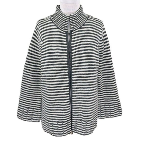 Talbots Plus Sweater Jacket  3X Vtg Nautical Stripe Wool Angora - Picture 1 of 15